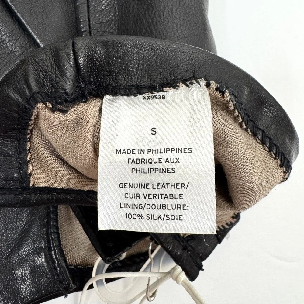 NORDSTROM Leather Gloves Silk Lined NEW Size S Black